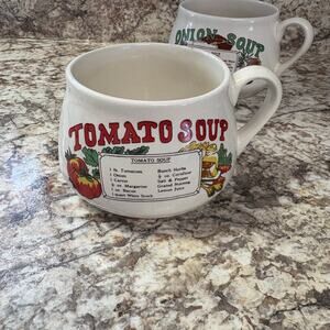 Vintage Campbell's Tomato and Onion Soup Recipe Ceramic Mugs
